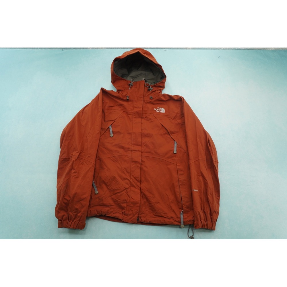 The North Face Womens HyVent Rain Jacket Medium Burnt Orange Hooded Waterproof